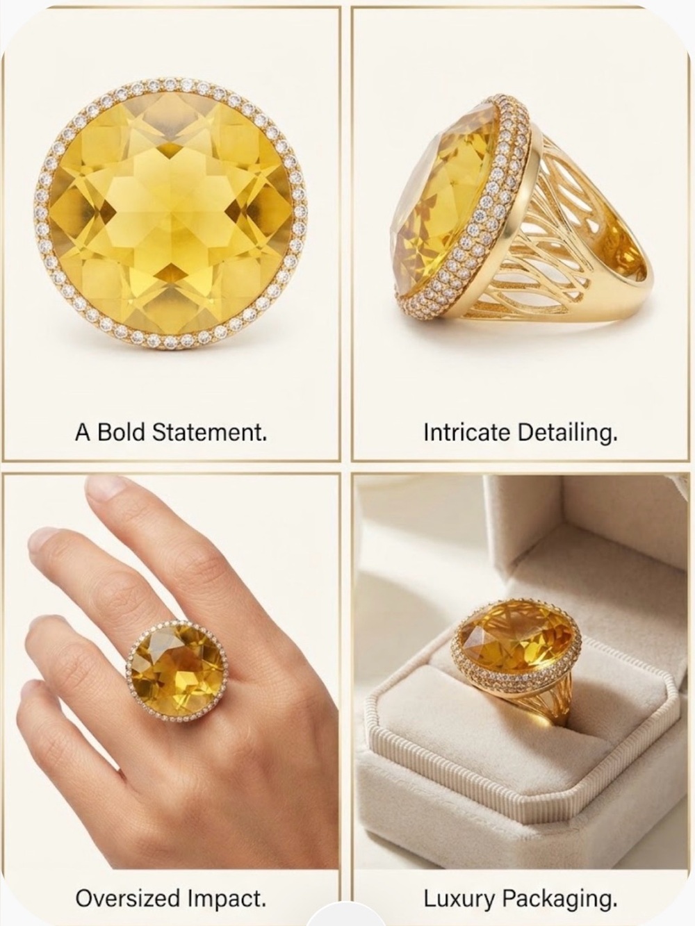 The Amber Solstice Oversized Statement Ring. NWOT